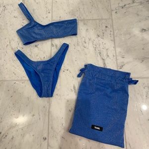 Blue Shimmery One-Shoulder Triangl Bikini